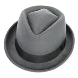 WEQYFDC Klassische Herrenmütze, solide Winter-Kurzarm-Jazz-Top-Hüte, schwarze Gentleman-Filzkappe Für Eine Gala, Faschingsparty Oder Karneval(Gray)