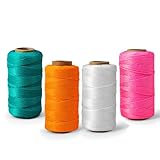 Set mit 4 Maurerschnur, 120 m, 1,3 mm dickes, gedrehtes Polypropylen, langlebige Konstruktionsschnur zum Verlegen von Ziegeln, Blöcken, Zäunen in Gartenarbeit, Heimwerker- und Landschaftsbauprojekten