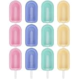 12 Stück Eisformen Silikon,Eisformen Eis Am Stiel Wiederverwendbar,Eis Am Stiel Form BPA Frei Rosa Grün Blau Gelb,DIY Popsicle Formen mit Deckel, Eiscreme Formen MEHRWEG