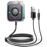 JOYROOM 2025 Aux Bluetooth Adapter Auto mit Freisprecheinrichtung,【Hi-Fi Stereo Audio】 USB Bluetooth 5.4 Adapter【Plug & Play】 KFZ Bluetooth Empfänger Klinke Aux für Auto Lautsprecher, Verstärker