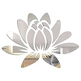 CREATCABIN 3D Acryl Spiegel Lotus Blume Wandaufkleber Wandkunst Aufkleber Selbstklebend Abnehmbar Umweltfreundlich Für Zuhause Schlafzimmer Wohnzimmer Badezimmer Dekoration 13.7 x 9.8 Zoll