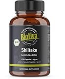 Shiitake Bio 120 Kapseln - 100% Shii-Take - Lentinula edodes - Vitalpilz - vegan - ohne Zusatzstoffe - abgefüllt und zertifiziert in Deutschland - Biotiva