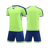 Cozozn Sport Klamotten Jungen Fußball Trikot Kinder Trainingsanzug Kleidung Kinder Outfit Set Jersey Set Sportshirt und Sportshorts, 6-7 Jahre, Grün Blau(Etikett: 3XS)