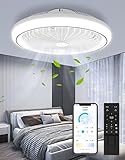 LED Deckenleuchte mit Ventilator,65W Deckenventilator mit Beleuchtung und Fernbedienung Leise & APP,3000-6500K 6 Geschwindigkeiten Speicherfunktion Lampe mit Leise Ventilator für Wohnzimmer Esszimmer