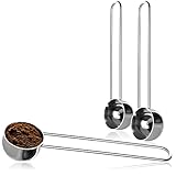 COM-FOUR® 3x Kaffeemaßlöffel aus rostfreiem Edelstahl - Dosierlöffel für Tee, Kaffee, Cappuccino, Kakao und Espresso - Messlöffel mit Drahtgriff, einfache Dosierung (silberfarben - 25ml)