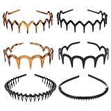 6 Stück Zickzack Haarreifen Haarreifen Damen Zickzack, Zig Zag Headband, Make Up Haarreif Zickzack für Damen Und Mädchen, Haarreif mit Zacken für Sport Fitness Tägliches (Schwarz/Leopard)