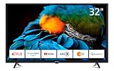 DYON Smart 32 XT 80 cm (32 Zoll) Fernseher (HD Smart TV, HD Triple Tuner (DVB-C/-S2/-T2), Prime Video, Netflix & HbbTV) [Modelljahr 2022], Schwarz