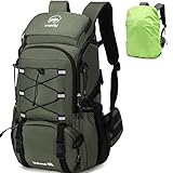 Waniki Rucksack Wanderrucksack 45L - Herren Damen Trekkingrucksack Reiserrucksack Backpack Outdoorrucksack Wasserdicht Daypack Bag für Wandern Radfahren Klettern Camping Sport mit Regenhülle, Green