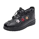 Mädchen- und Frauen-Winter-Baumwollschuhe -warme weiche Sohlen wasserdichte und modische Blumen-Baumwollschuhe Damen Sneaker Schuhe Schwarz (Black, 41)