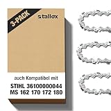 3 tallox Sägeketten 3/8' 1,1 mm 44 TG 30 cm Schwert kompatibel mit Stihl Motorsägen