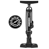 VOGORA Fahrradpumpe für Presta- & Schrader-Ventile, Luftpumpe Fahrrad mit Druckanzeige für alle Fahrräder, Fahrradpumpe alle ventile für Autoreifen, Fußpumpe für Straßen- und Mountainbikes & Bälle