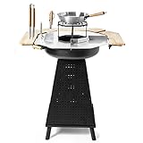 Gartenfreude Holzkohlegrill Plancha mit Feuerkorb 2in1 inkl. Zubehör, schwarz, B 101 x H 118 x T 86 cm