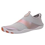 Wasserschuhe für Damen und Herren, schnell trocknende Aquaschuhe, Slip-On-Stretch-Schwimmschuhe mit griffiger Sohle, leichte Strand-Pool-Schuhe zum Surfen, Schnorcheln, Paddelboarden, Kajakfahren