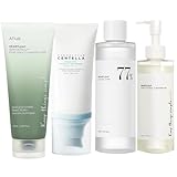 4 Stück Heartleaf Quercetinol Pore Deep Ceanseing Foam Gesichtsreinigung 150ml+Heartleaf Porenkontroll Öl Controlling Cleansing Oil 200ml+Centella Sunscreen SPF 50+Heartleaf 77% Soothing Toner 250ml