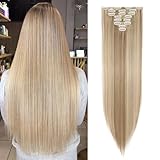SEGOHAIR Clip In Extensions Haarverlängerung SET 8Pcs 18 Clips Voller Kopf Wie Echthaa Glatt - Synthetisches Haarteil Für Damen 26'(66cm) Sandy Blonde Mischung Bleach Blonde