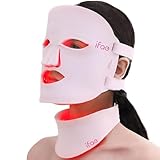 LED Gesichtsmaske mit Rotlichttherapie,7 Farben LED Lichtmaske gegen Falten & Hautverjüngung,Lichttherapie Gesichts- & Halsmaske,Anti-Aging-Produkt gegen Falten für alle Hauttypen (Rosa)