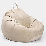 Sessel – Kunstleder-Sitzsack-Stuhl ohne Füllung, stilvoller beigefarbener Lounge-Sessel für Wohnzimmer, 80 cm x 90 cm, bequeme Sitzgelegenheit für Heimdekoration