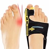 Vicorrect Verstellbare Ballenzeh-Korrektur für Damen und Herren: Orthopädische Ballenzeh-Schiene, Schmerzlinderung für Tag/Nacht-Unterstützung, 2 Stück, Reinschwarz