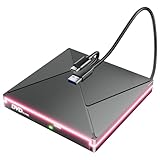 Externes CD DVD Laufwerk mit RGB, Laufwerk Extern USB 3.0 & USBC, CD D VD +/-RW ROM Brenner Optical External DVD Drive für Laptop, PC, Desktop, MacBook, iMac, Windows 11/10/8/7/XP/Linux/MacOS