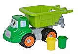 Simba 107134507 - Müllwagen, Sandspielzeug, Sandkasten, 31cm, grün, Kipper, Laster, LKW