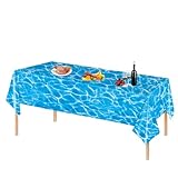 Tischdecke, Tischdecke mit Ozeanwellen, 137 x 274 cm, Tischdecke für Partys mit -Thema, Tischdecke, Tischdecke mit blauem Wasserdruck für Sommerpartys, Partydekorationen, Tischdecke So