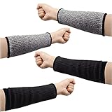 BLMHTWO 2 Paar Schnittfeste Ärmel, Unterarmschutz Arm Sleeves Herren Damen Bequem und atmungsaktiv Protective Arm Sleeves für Garten Küche Kochen（schwarz,grau）