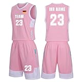 Basketball Trikot Herren Kinder, Personalisiert Basketball Jersey mit Eigenem Namen Nummer Logo, Basketball Trikot Shirt und Shorts, Jugendlich Sweatshirt
