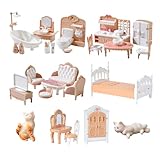 34 Stück Puppenhaus Möbel Holz,Puppenhaus Zubehör,Geeignet für Den Fantasievollen Puppenhaus Möbel,Geeignet für Puppenhaus-Liebhaber Individuelle und Gruppenspiele