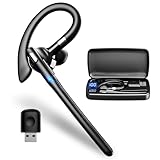 Headset mit Mikrofon USB Bluetooth 6.1 Kabellos In Ear Kopfhörer Zwei-Geräte-Verbindung 1,5 Std Schnellladung LED Ladebox 180 Std Bereitschaftszeit Over Ear Ohrhörer für Autofahren/Business/Büro