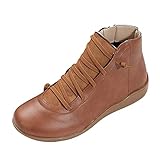 Winterstiefel für Damen, Schnürstiefel, weite Passform, Oktoberfest, Outdoor, Schneeschuhe, Wandern, Reiten, Biker, Sneaker, braun, 38.5 EU