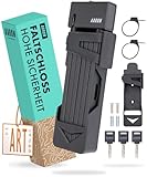 AARON Shield Fahrradschloss - sicheres Faltschloss Stufe 14, patentiertes Hochsicherheitsschloss mit Halterung - leichtes Fahrrad schloss mit Schlüssel für E-Bike, Rennrad, Motorrad, MTB in schwarz