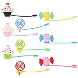 PAMINGONO 9 Stück Teiliges Wiederverwendbare Strohhalm abdeckungen aus Lebensmittelechtem Material Niedliche Candy Kuchenform Staub Spritzschutz Praktisch für Outdoor und Partygebrauch