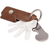 DONBOLSO® Colt I Schlüsseletui mit Einkaufswagenlöser I Leder Etui für 1-6 Schlüssel Schlüsselring I Braun