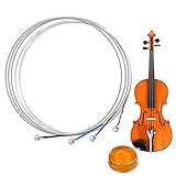 Violinen Stahlkern, Geigensaite Fiddle String Saiten, für Größen 3/4 und 4/4 Stahlsaiten, Vollständiger Saiten-Satz für Violine, Rostfreies Zubehör für Musikinstrumente, mit 1 Stück Bogen Kolophonium