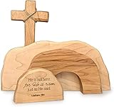 Ostern Religiöse Dekorationen Set - Leere Grab Ostern Krippe Jesus Krippe Dekor Holzkreuz leere Grabstatue Set Holz Jesus Puzzle Statue Ostern Zuhause Innendekorationen