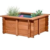 dobar 29236FSCe Hochteich Square - Gartenteich aus robustem Holz - Miniteich für Garten/Terrasse/Balkon - Teich für den Garten inkl. Teichfolie - 78 x 78 x42 cm, Braun