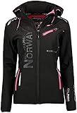 Geographical Norway REINE BELL Women - Winterjacke / Softshelljacke Damen Winter - Fleecejacke mit Kapuze für Damen - Wasserdichter Mantel mit langen Ärmeln, Parka Damen, Schwarz , 46