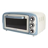 Ariete Vintage-Ofen 979, Retro Elektrobackofen mit 3 Backpositionen, 30 cm Pizzaofen, Max. Temperatur 230°C, Timer, Edelstahlgrill, 1300W, Blau