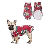 Hawaii Hunde T-Shirt, Hundekleidung Haustier Hawaii Hemd Hund Sommer Druck Shirt Weiches Bequemes Shirt Seaside Resort Style Haustier Coole Kleidung für Hunde Katzen-Burgundisch (L)