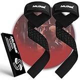 MUPAS Zughilfen für Krafttraining & Bodybuilding (gepolstert) – Profi Lifting Straps 58.5cm Länge–Rutschfestes Silikon– Gym Straps für Fitness,Kreuzheben,Weightlifting (Schwarz)