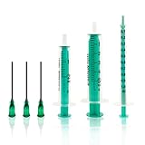 3 Stück Spritzen-Set bestehend aus 1ml, 2ml, 5ml, inkl. 3x 37mm Kanülen mit stumpfer Nadel. Einwegspritzen, Dosierspritze aus Plastik. Ideal für feine Dosierungen, Hobby, Handwerk, Haustiere uvm.