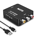 Amtake RCA auf HDMI Konverter, 1080P RCA Composite CVBS AV zu HDMI Video Audio Konverter Adapter für PS2/ Xbox/SNES/VHS/VCR Videorecorder DVD, Unterstützt PAL/NTSC mit USB-Netzkabel