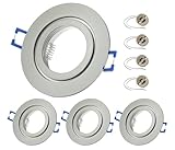 Sweet Led - Einbaustrahler 230V aus Aluminium - Einbaustrahler Bad Decke Rund - Deckenspots Chrom-Gebürstet - Einbaurahmen inkl. GU10 Fassung - Spot 230V für Badezimmer - Spots Deckenleuchte 4 stück