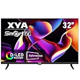XYA 32 Zoll HD Smart TV, D-LED-Backlight Fernseher, Rahmenloses Design, HDMI、USB、DVB-T2/S2、RJ45 Schnittstellen, Bildschirm für Wohnzimmer, Schlafzimmer und Heimantertainment – Schwarz