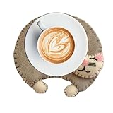 Tassenmatte Kätzchen, Untersetzer mit Getränkehalter aus Filz, Untersetzer aus Filz für Katzen, Getränkematte aus Filz, hitzebeständig, für Bar, Tisch,