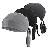 lurora2021 Atmungsaktive Kopftuch Fahrrad Kopfbedeckung Herrem Damen Atmungsaktiv UV Schutz Verstellbar Bikertuch Radsport Mützen Schnelltrockned für Laufen Motorrad Fahren 3 * Stücke, Schwarz, 32