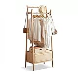 MIROOOO Garderobenständer, freistehend, Bodenaufhänger, schlichtes Rattan-Regal, Schlafzimmer, multifunktional, Garderobe, Nordic mit Schubladenablage, Garderobenleiste, Kleiderbügel, stehend