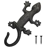 Molyorch 1 Stücke Gecko Garderobenhaken, Rustikale Garderobenhaken, Gusseisen Wandhaken mit Schrauben, Zum Aufhängen von Kleidung, Schlüsseln, Hüten und Taschen