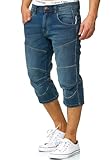 Indicode Herren Fortune 3/4 Jeans Shorts aus 98% Baumwolle| Bermuda Denim Freizeithose für Männer Medium Indigo L