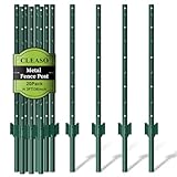 Metall-Zaunpfosten, 91 cm, robuste U-Pfosten, grüne Gartenpfähle, Pfostenanker für Drahtzäune, temporäre Zäune, Elektrozaun und Eckstütze, 20 Stück